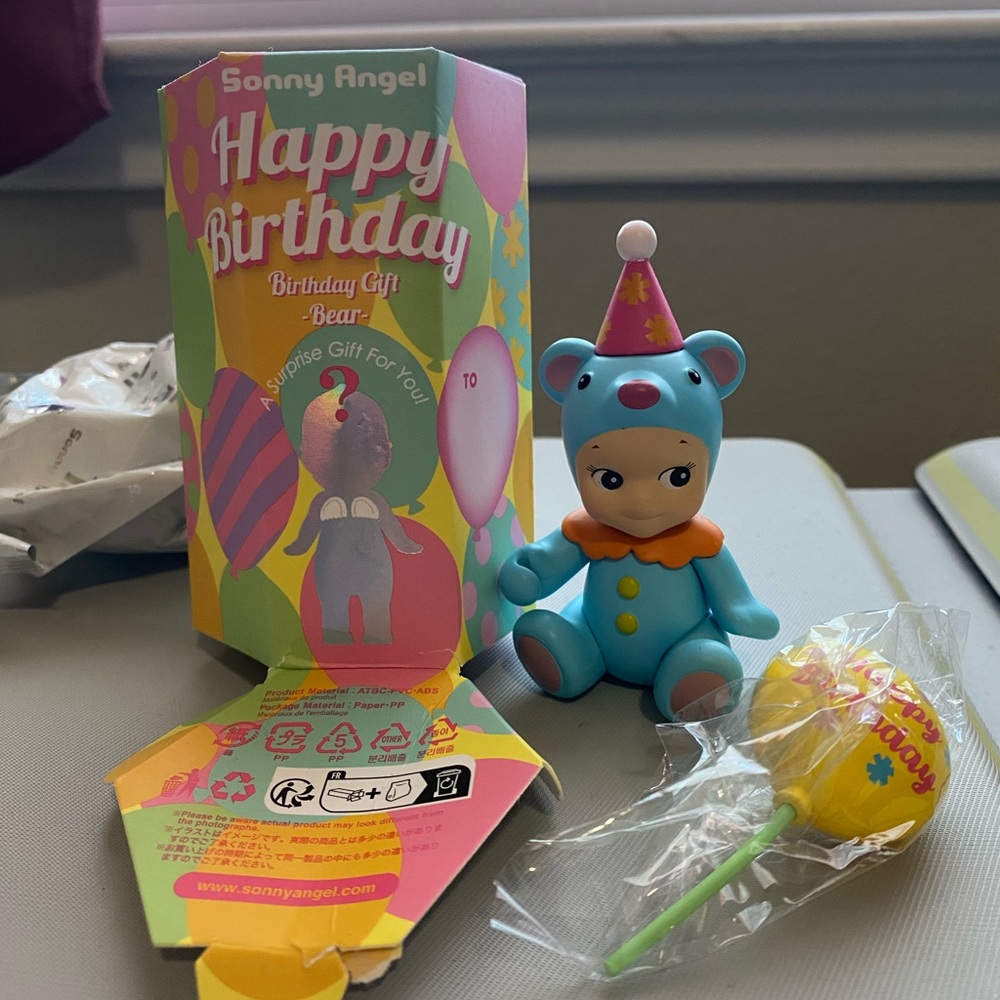 Sonny Angel Birthday Gift Bear Authentic - Blue - New With Box